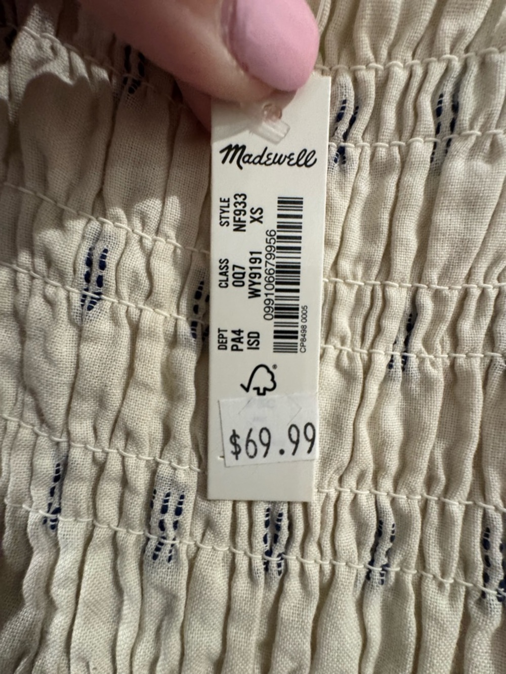 Madewell Cream Smocked Dress with Mini Print - Picture 5 of 7